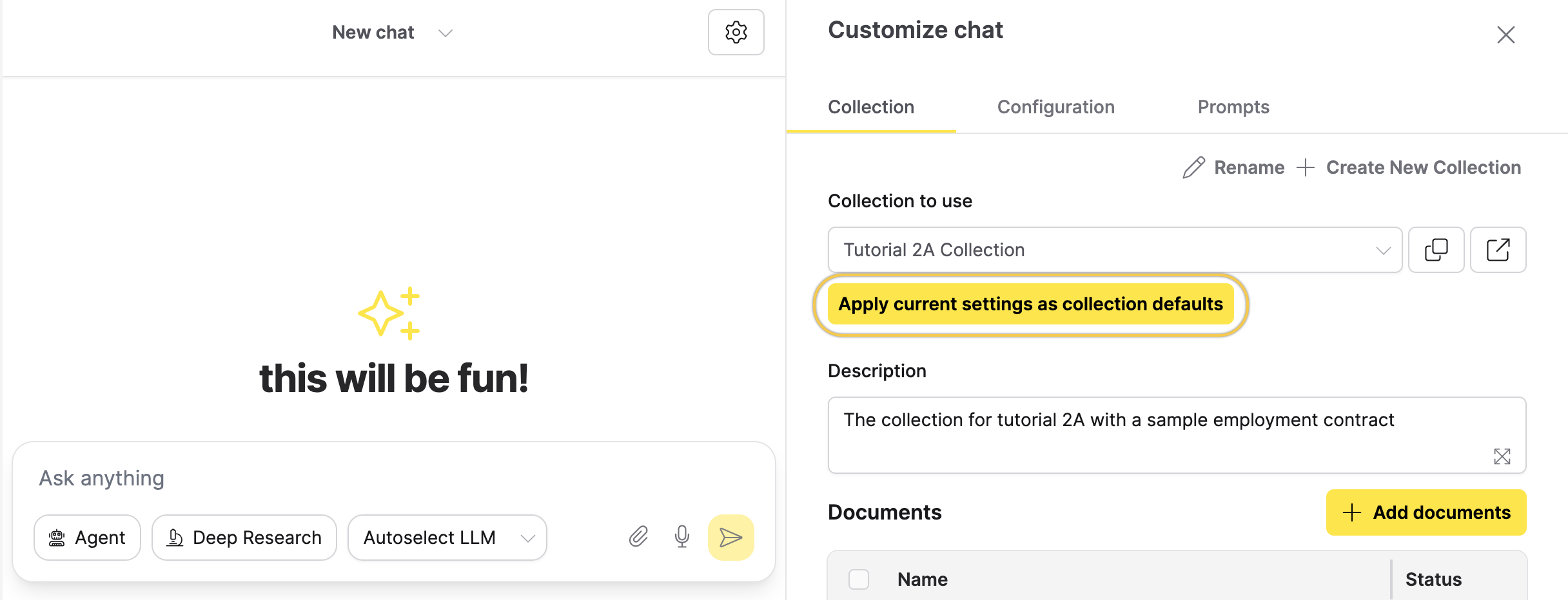 Apply current settings