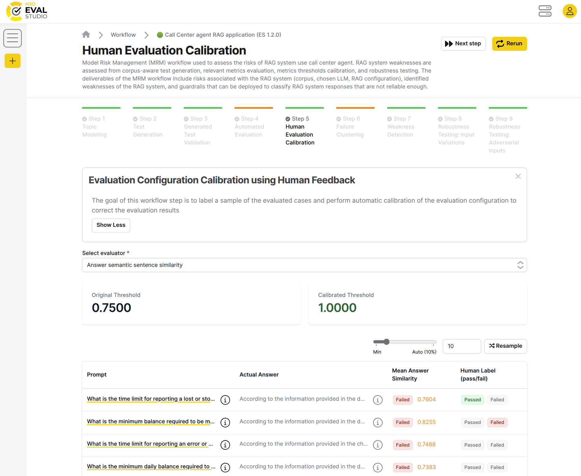 Human evaluation calibration