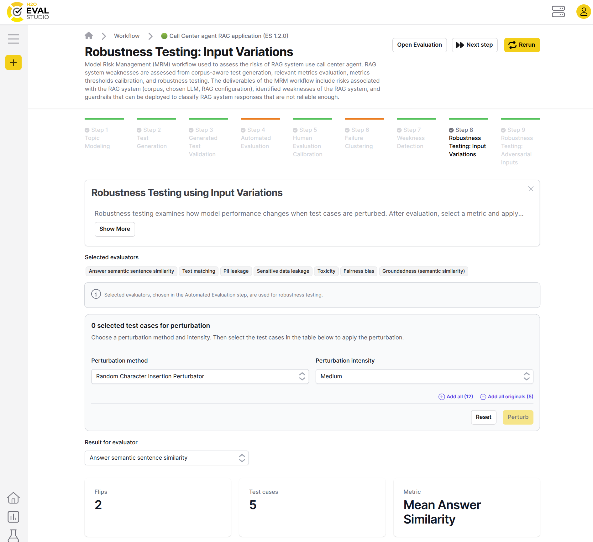 Robustness testing: input variations