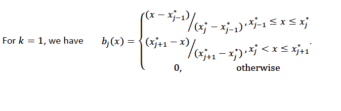 Piecewise linear basis function b_j(x) definition