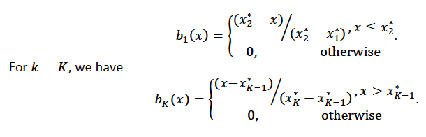 Piecewise linear basis function b_j(x) boundary conditions