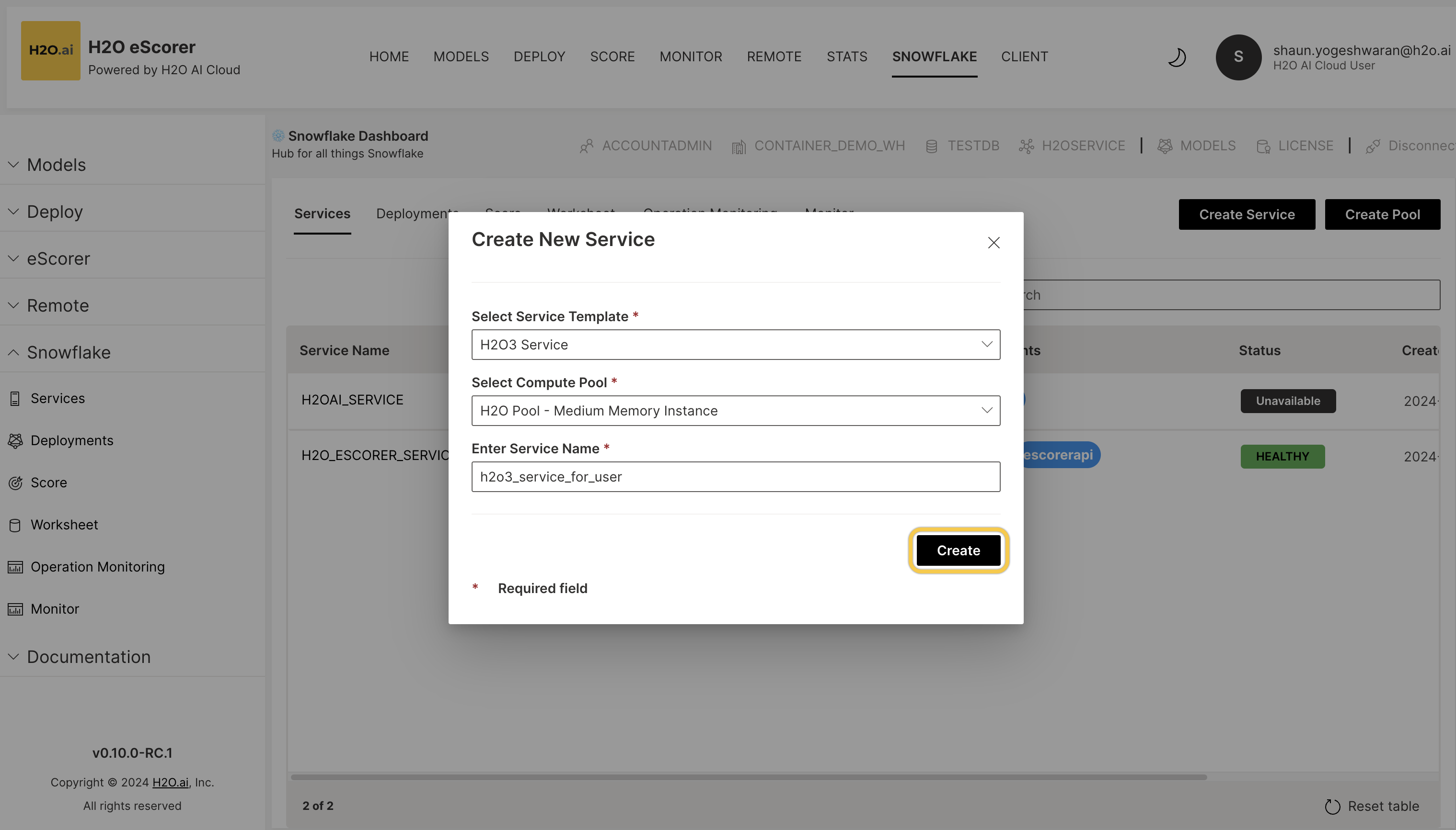 Creating a new service