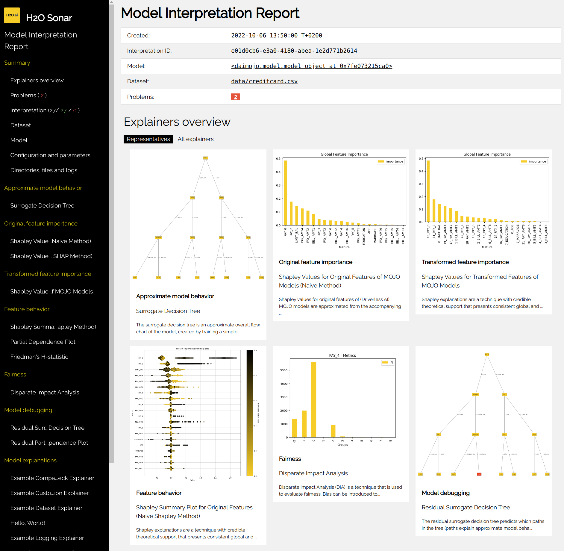 Interpretation HTML report