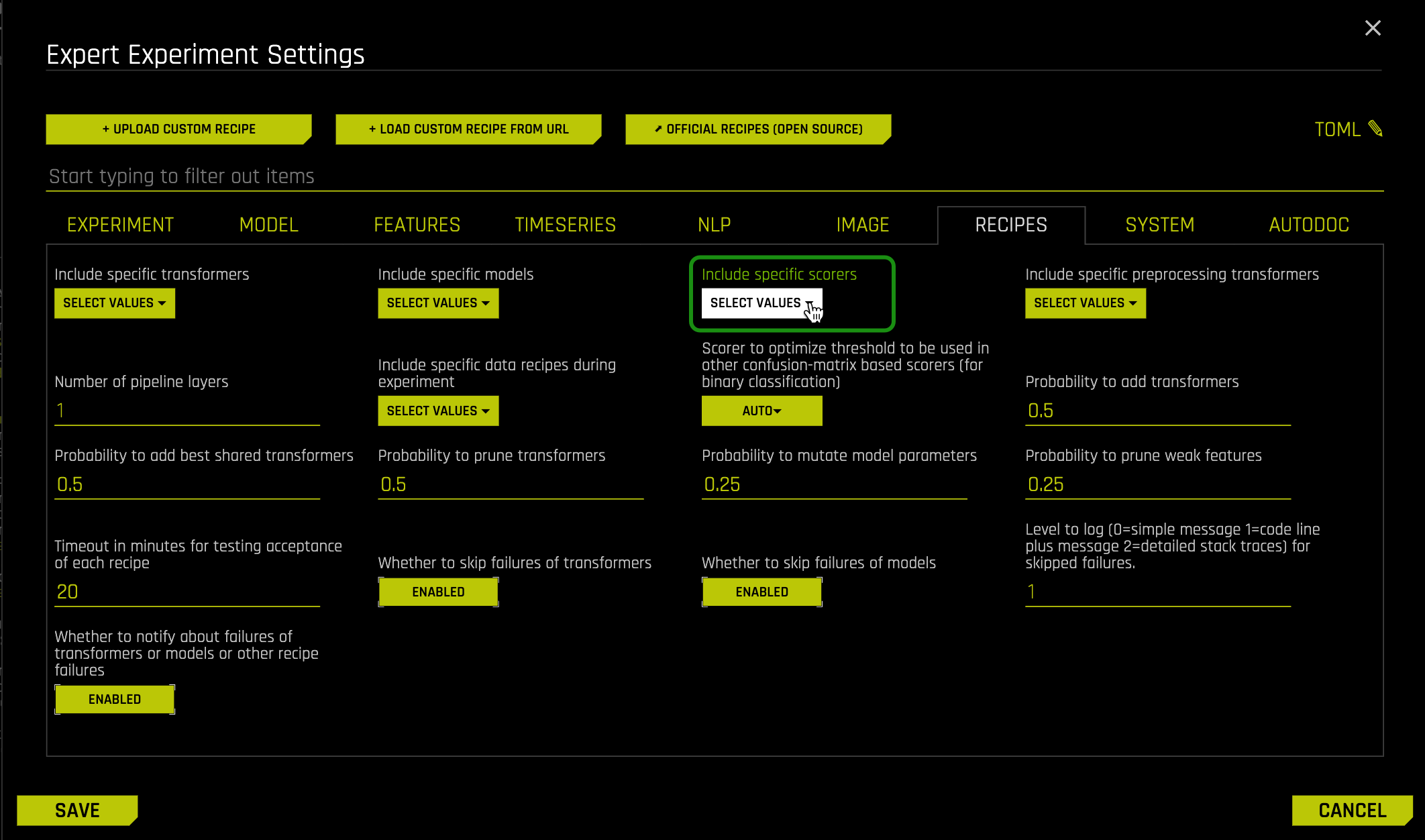 exp3-expert-settings-scorer-select-values