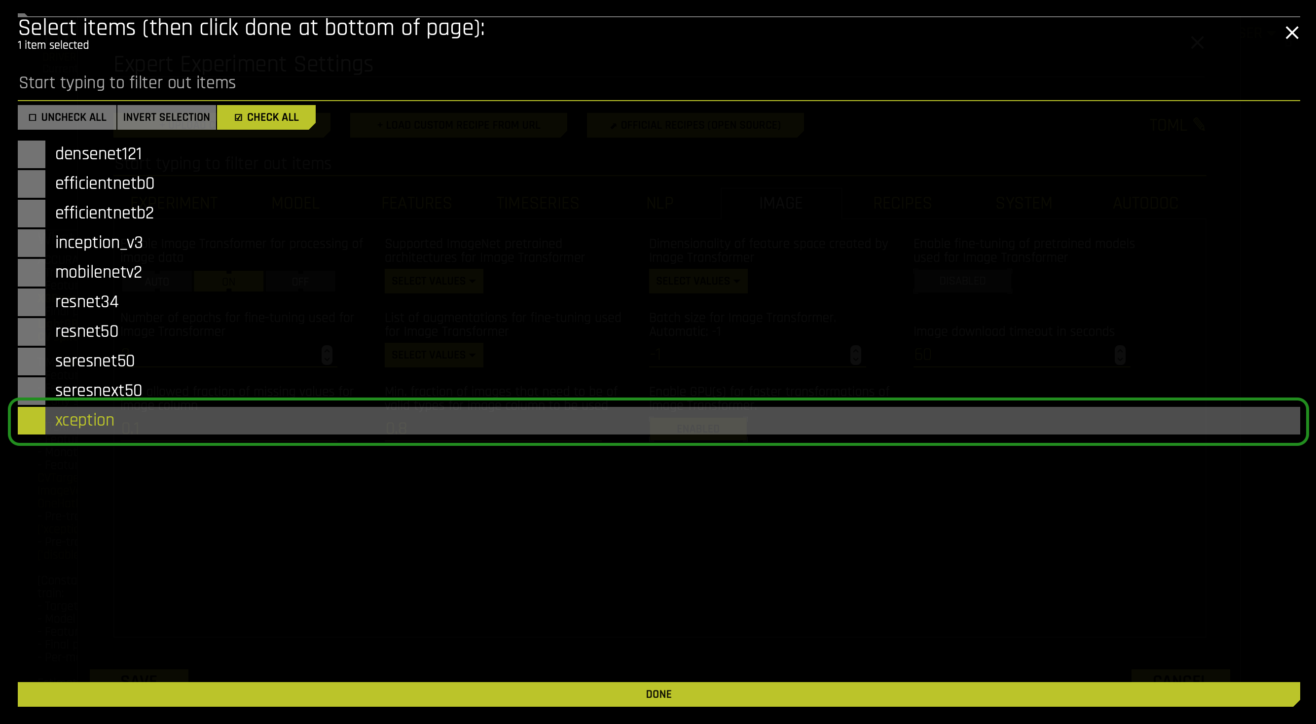 supported-imagenet-pretrained-architectures-for-image-transformer