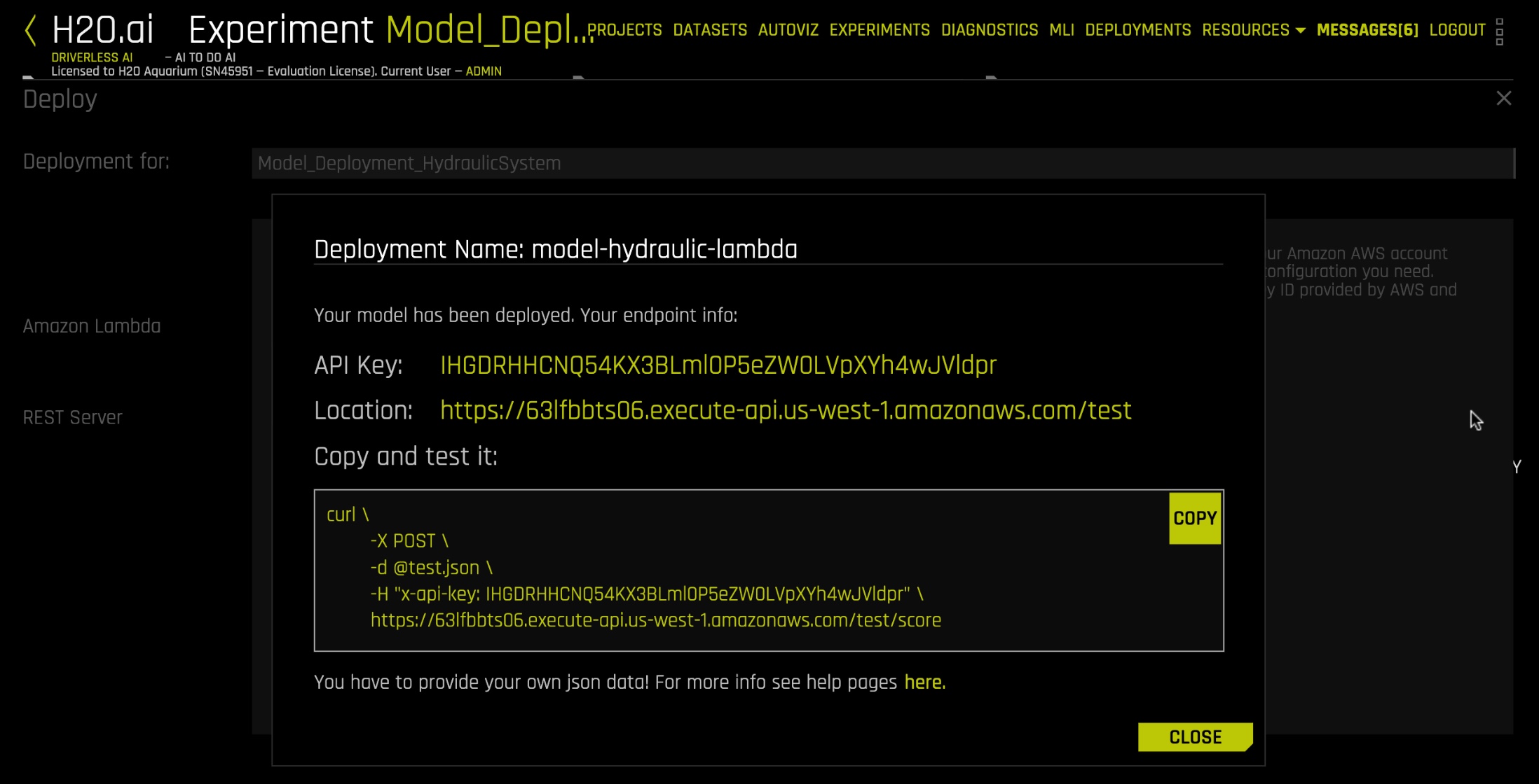 Deployed Model to AWS Lambda