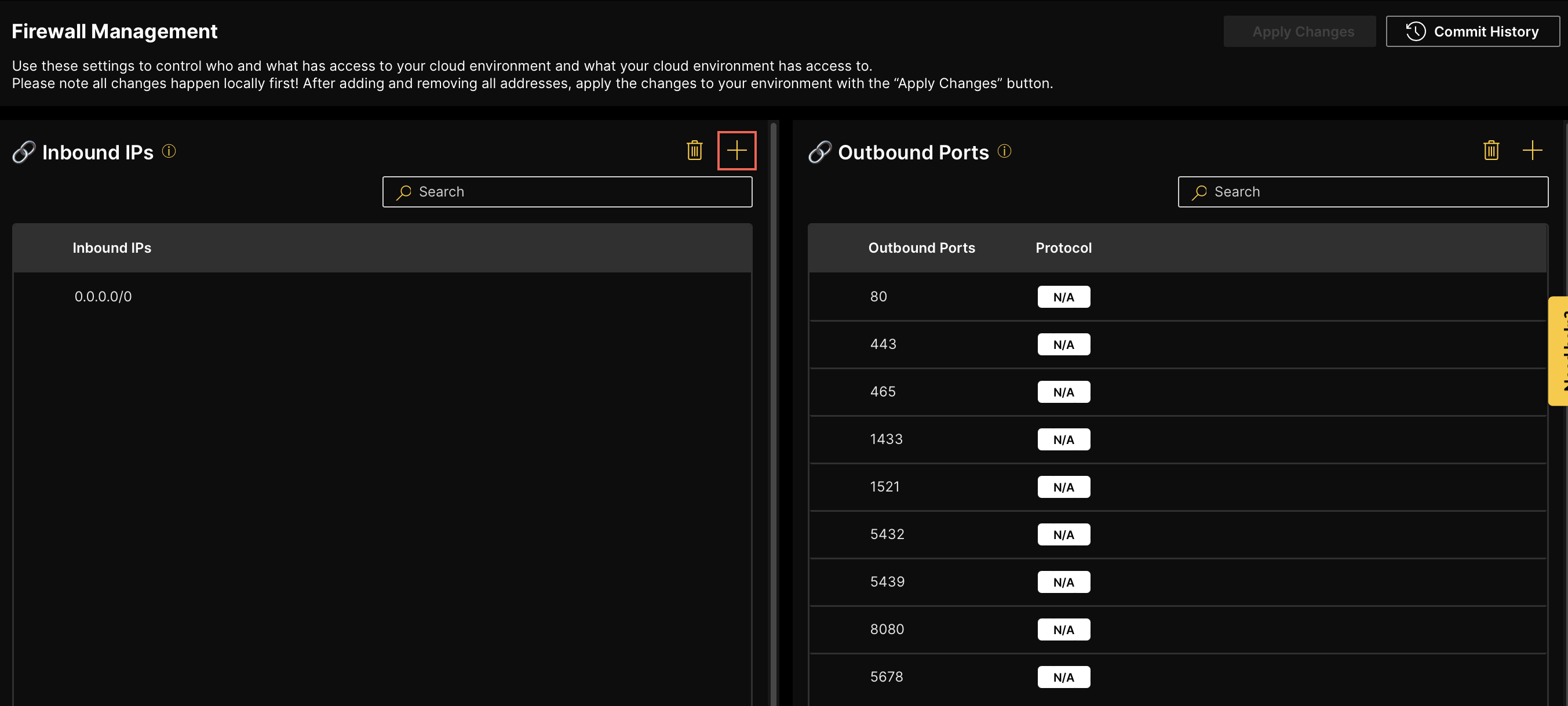 inbound ip add button