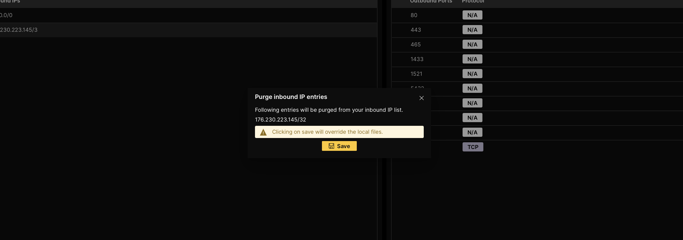 purge ingress entries