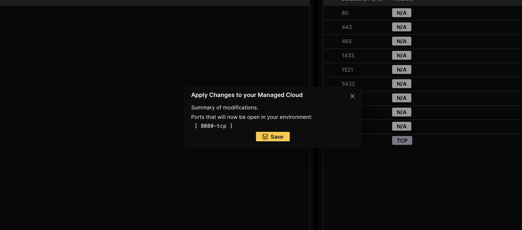 save changes outbound port